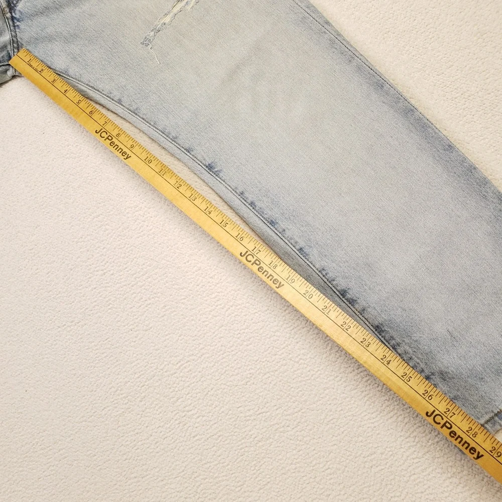 Y2K Levi's 501 Jeans Mens 34x30 Light Blue Distressed Button Fly Denim 2003